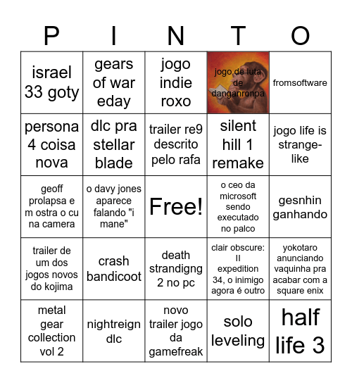 The Game Awards Bingo Card