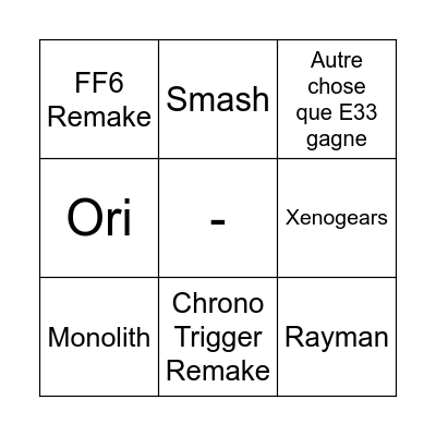 Bingo du Copium Bingo Card