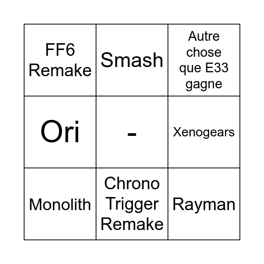 Bingo du Copium Bingo Card