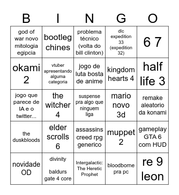 pcias Bingo Card