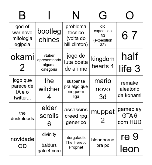 pcias Bingo Card