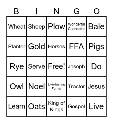 Owl Bingo Card