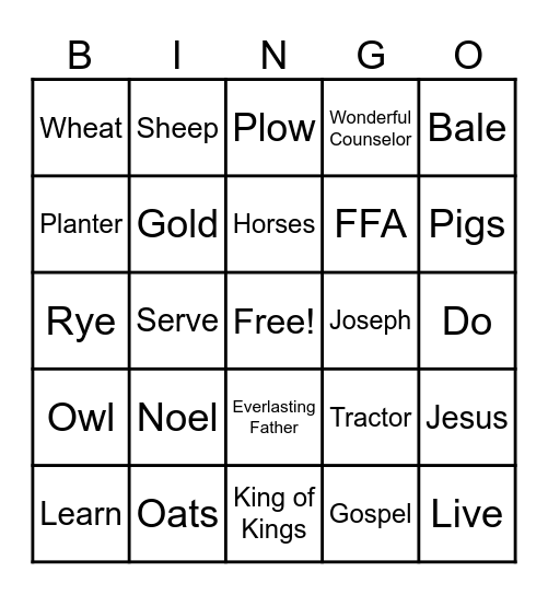Owl Bingo Card