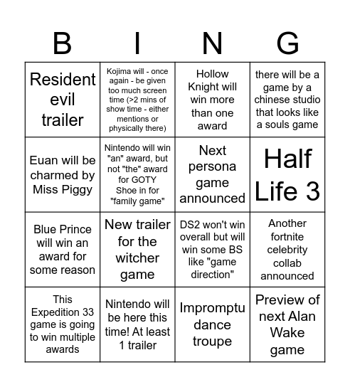 Untitled Bingo Card