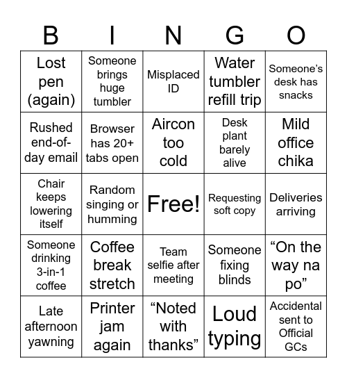 OFFICE BINGO 2025 Bingo Card
