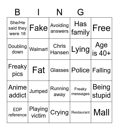 Pred Catch Bingo Card
