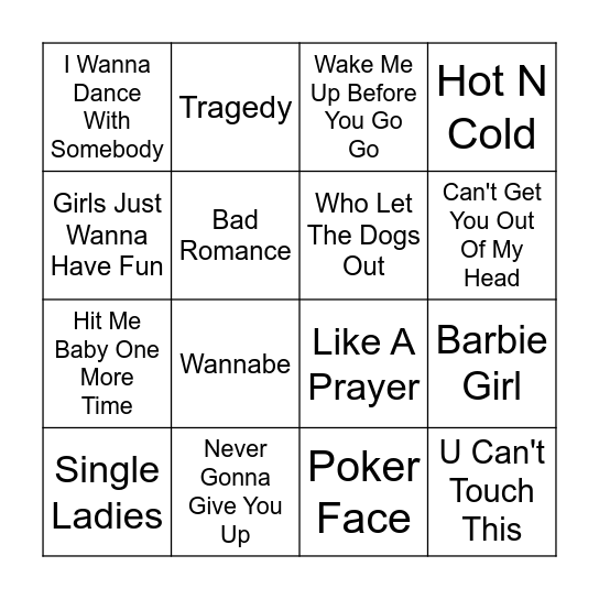 ECSC Musical Bingo Card