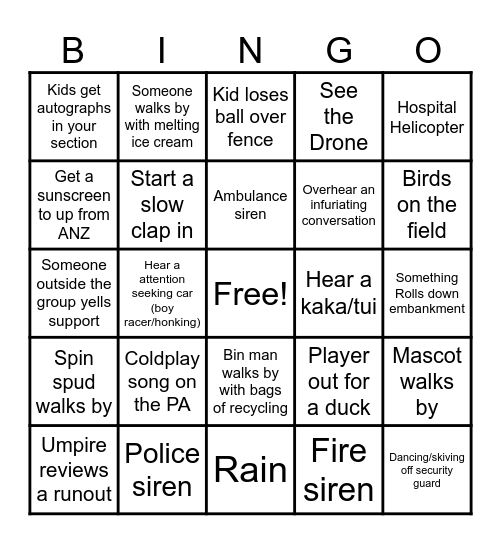 🏏Basin Bingo🏏 Bingo Card