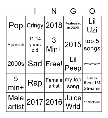 Music bingo Card
