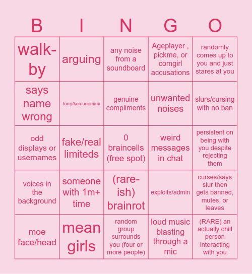 Korblox and Headless bingo Card