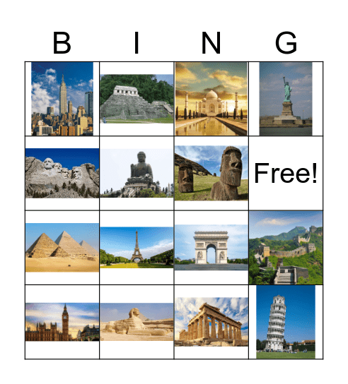 Landmarks Bingo Card