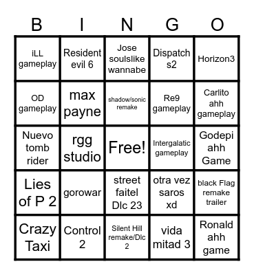 Gotys Bingo Card