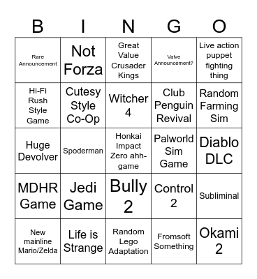 Untitled Bingo Card