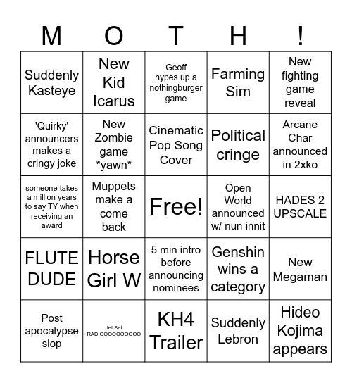 Moth Bingo Card