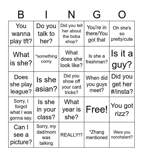 Dyana voice lines predictions Bingo Card