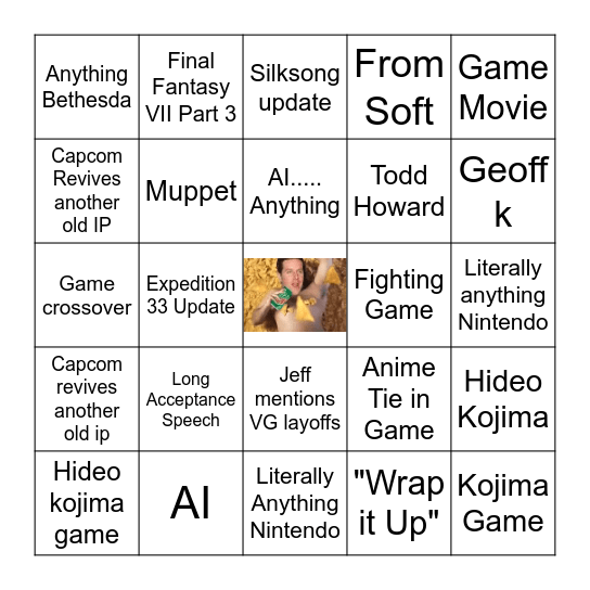 Game Awards 2025 Bingo Card