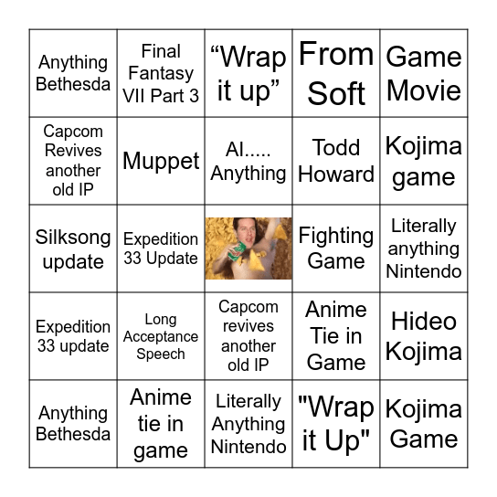 Game Awards 2025 Bingo Card