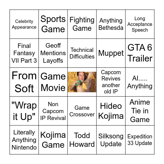 Game Awards 2025 Bingo Card