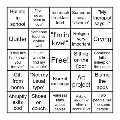 Love Is Blind BINGO Card