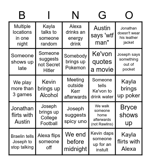 - Game Night Bingo - Bingo Card