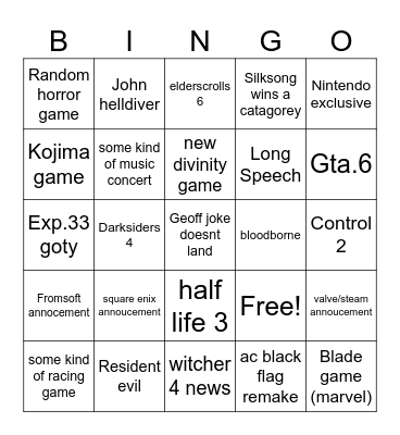 Rins Bingo Card