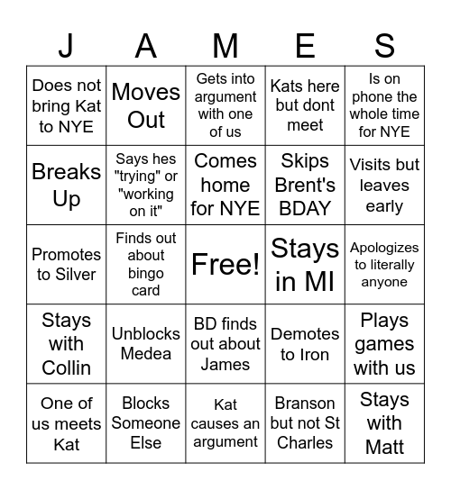 Krazy Kats BINGO Card