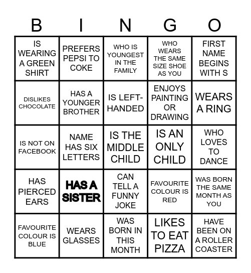 FIND SOMEONE WHO Bingo Card