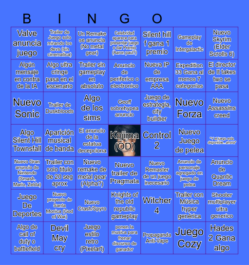 Game awaaaards Bingo Card