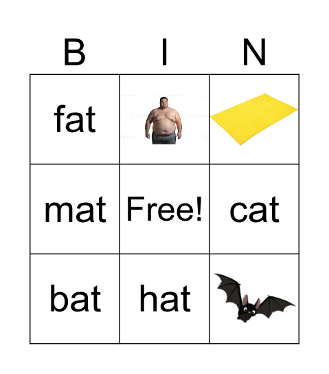 Cat sat on a mat Bingo Card