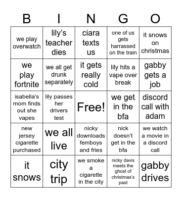 Winter Break Bingo Card