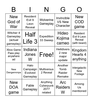 Untitled Bingo Card