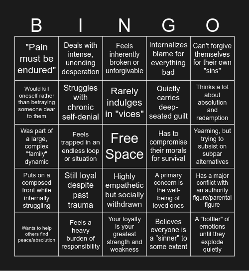 priest of la manchaland kinnie bingo Card