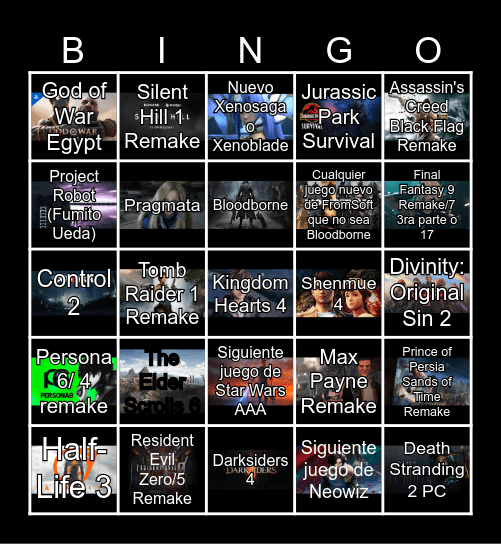 Game Awards Bingo Card