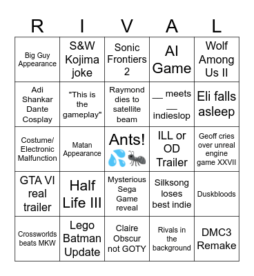 TGA 2025 Bingo Card