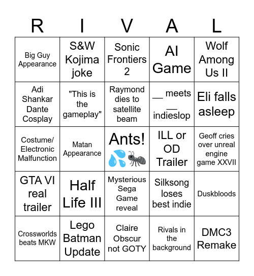 TGA 2025 Bingo Card
