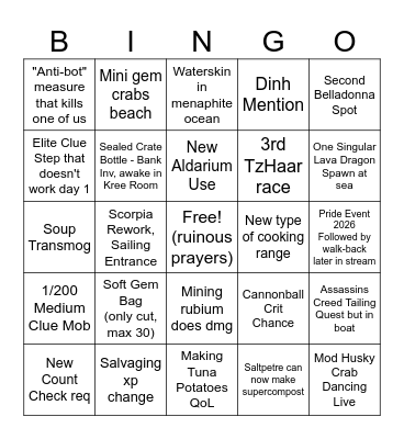 Winter Summit 25 Gus Bingo Card