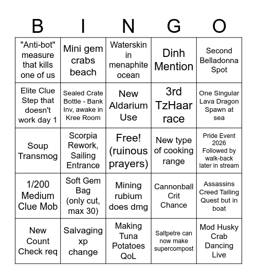 Winter Summit 25 Gus Bingo Card