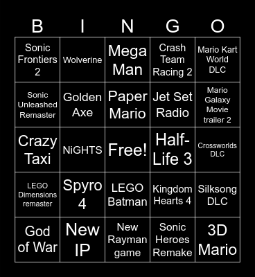 TGA 2025 Bingo Card