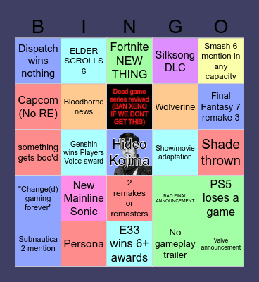 TGA 2025 Bingo Card