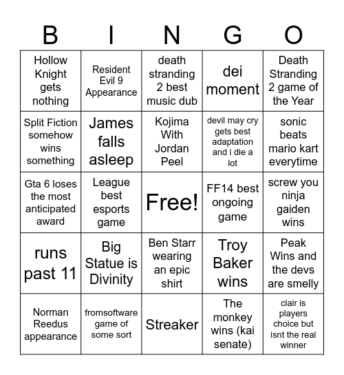 Swag Bingo Card