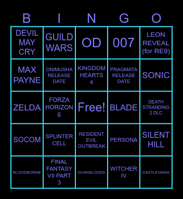 KATKREW VIDEO GAME AWARDS 2025 Bingo Card