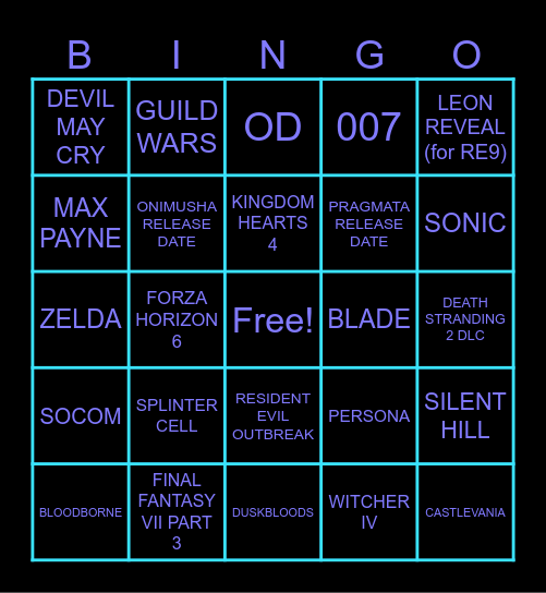 KATKREW VIDEO GAME AWARDS 2025 Bingo Card