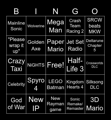 TGA 2025 Bingo Card