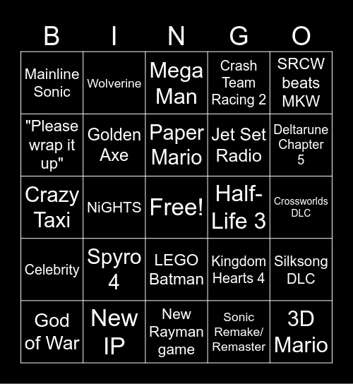 TGA 2025 Bingo Card