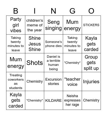 Drinks Bingo Card