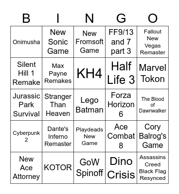 TGA Bingo Card