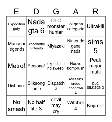 BINGO EDGAR Bingo Card