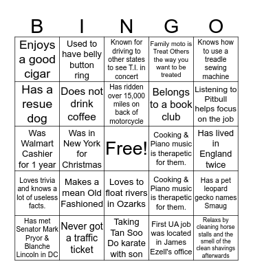 Fun Fact BINGO Card