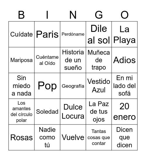 LODVG Bingo Card