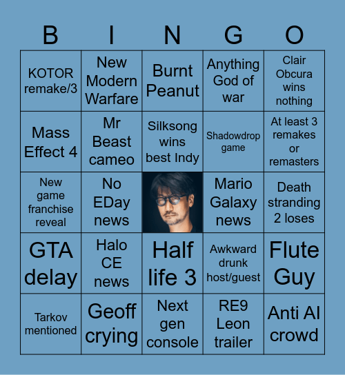Video Game Awards 2025 Bingo Card